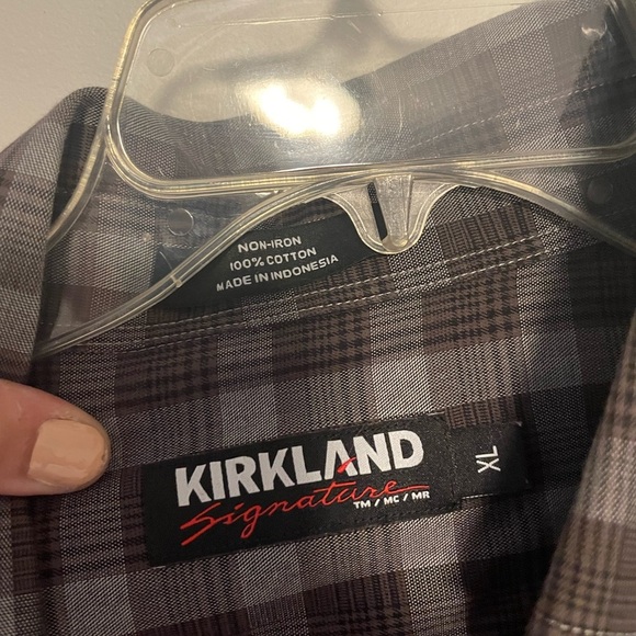 Kirkland Signature Gray and Brown Plaid Shirt - Picture 3 of 4
